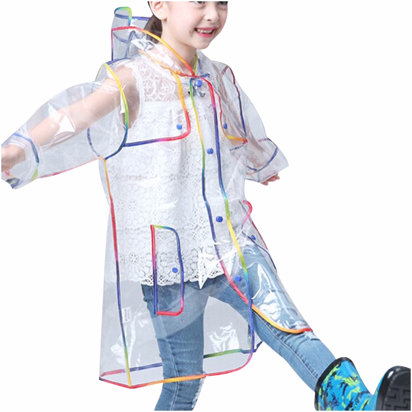 Kids Hooded Raincoat - Transparent Kids Hooded Raincoat - Transparent